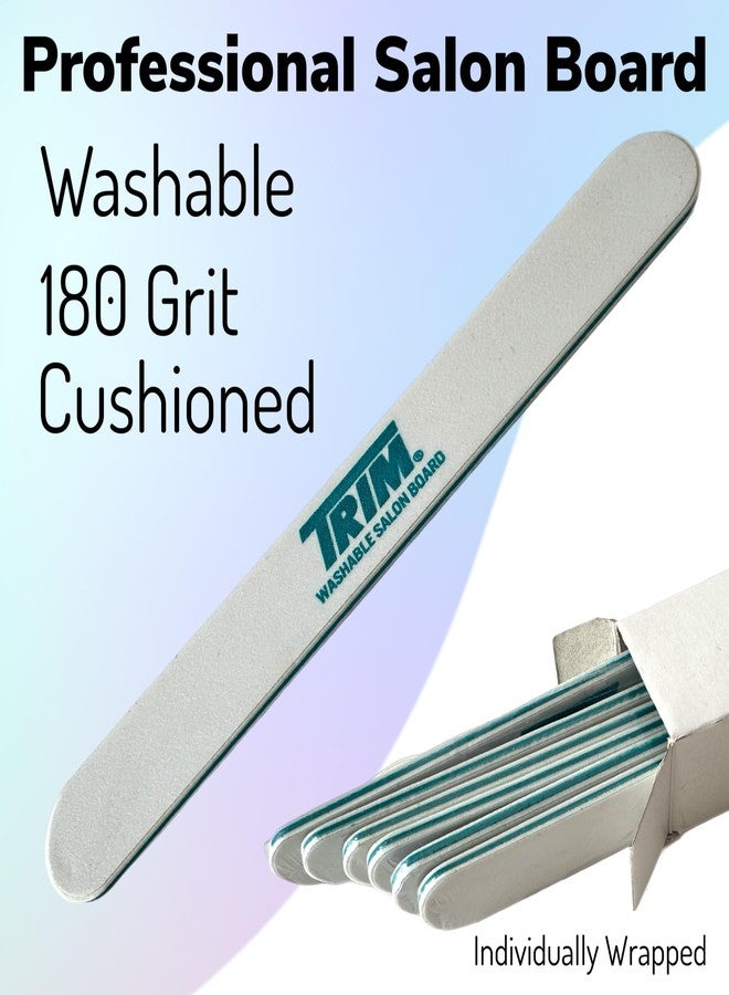 ALAZCO 6pc Premium Nail Files Coarse 180 Professionals & DIY Washable Reusable All Nails Natural Acrylic Gel Press-On Travel TSA Friendly Emery Boards - Image 2