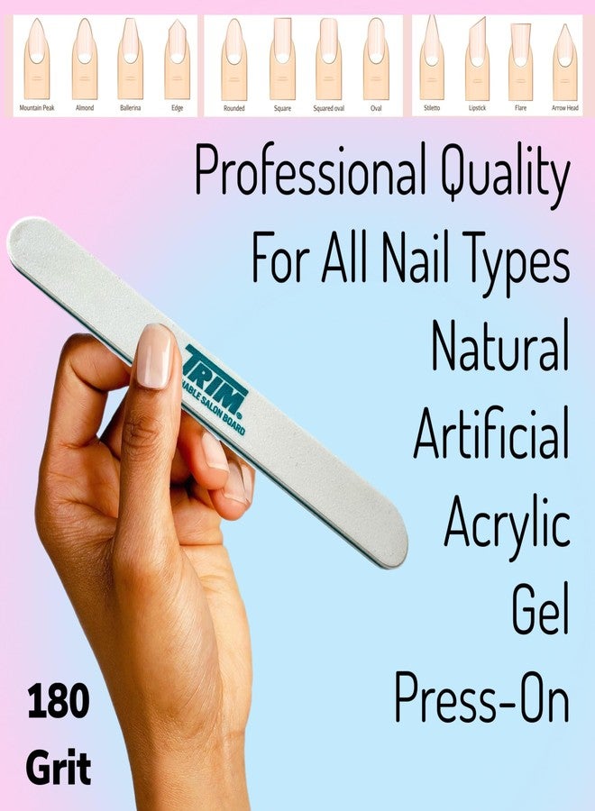 ALAZCO 6pc Premium Nail Files Coarse 180 Professionals & DIY Washable Reusable All Nails Natural Acrylic Gel Press-On Travel TSA Friendly Emery Boards - Image 3