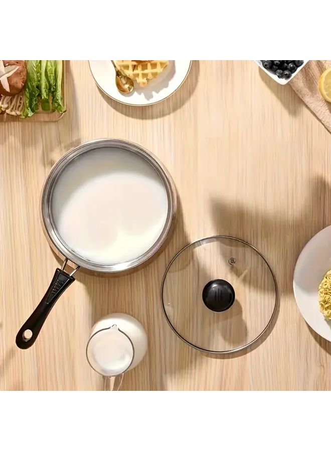 Stainless Steel Small Soup Pot 8.66 Inch With Glass Lid Induction Compatible Gas And Electric Stove Safe Home Cooking One Pot Design For Single Person Meals - Image 2