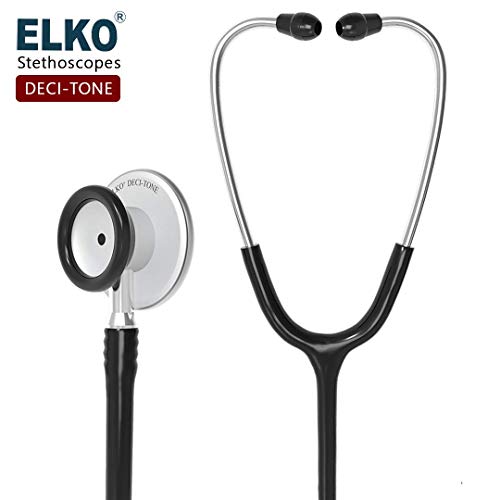 ELKO EL-130 DECI-TONE Aluminium Head Acoustic Stethoscope For Doctors,Nurses & Medical Students|Dual Head Lightweight Chest Piece With U-Shaped Latex-Free PVC Tubing|Soft Sealing Ear Knobs (Black) - Image 2