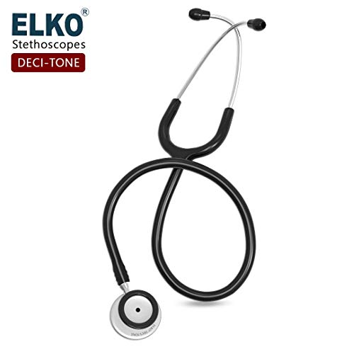 ELKO EL-130 DECI-TONE Aluminium Head Acoustic Stethoscope For Doctors,Nurses & Medical Students|Dual Head Lightweight Chest Piece With U-Shaped Latex-Free PVC Tubing|Soft Sealing Ear Knobs (Black) - Image 3