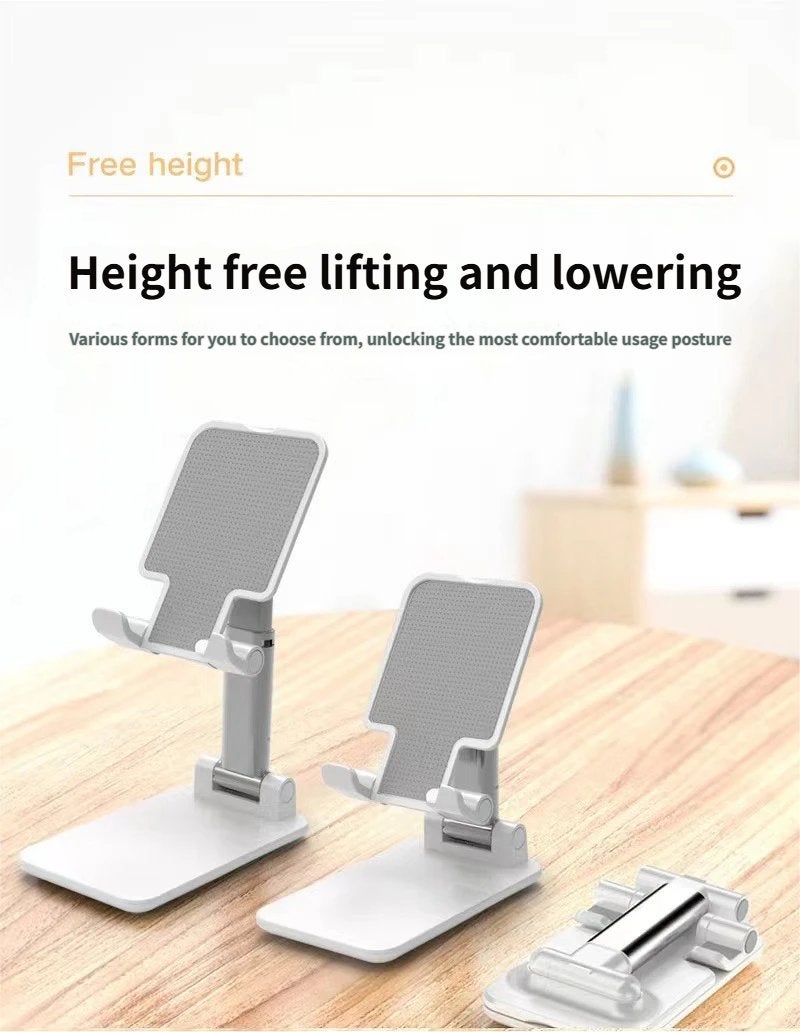 حامل هاتف قابل للتعديل للمكتب، حامل لوحي قابل للطي، حامل مزدوج للهاتف المحمول واللوحي لسطح المكتب (أسود) - Image 2