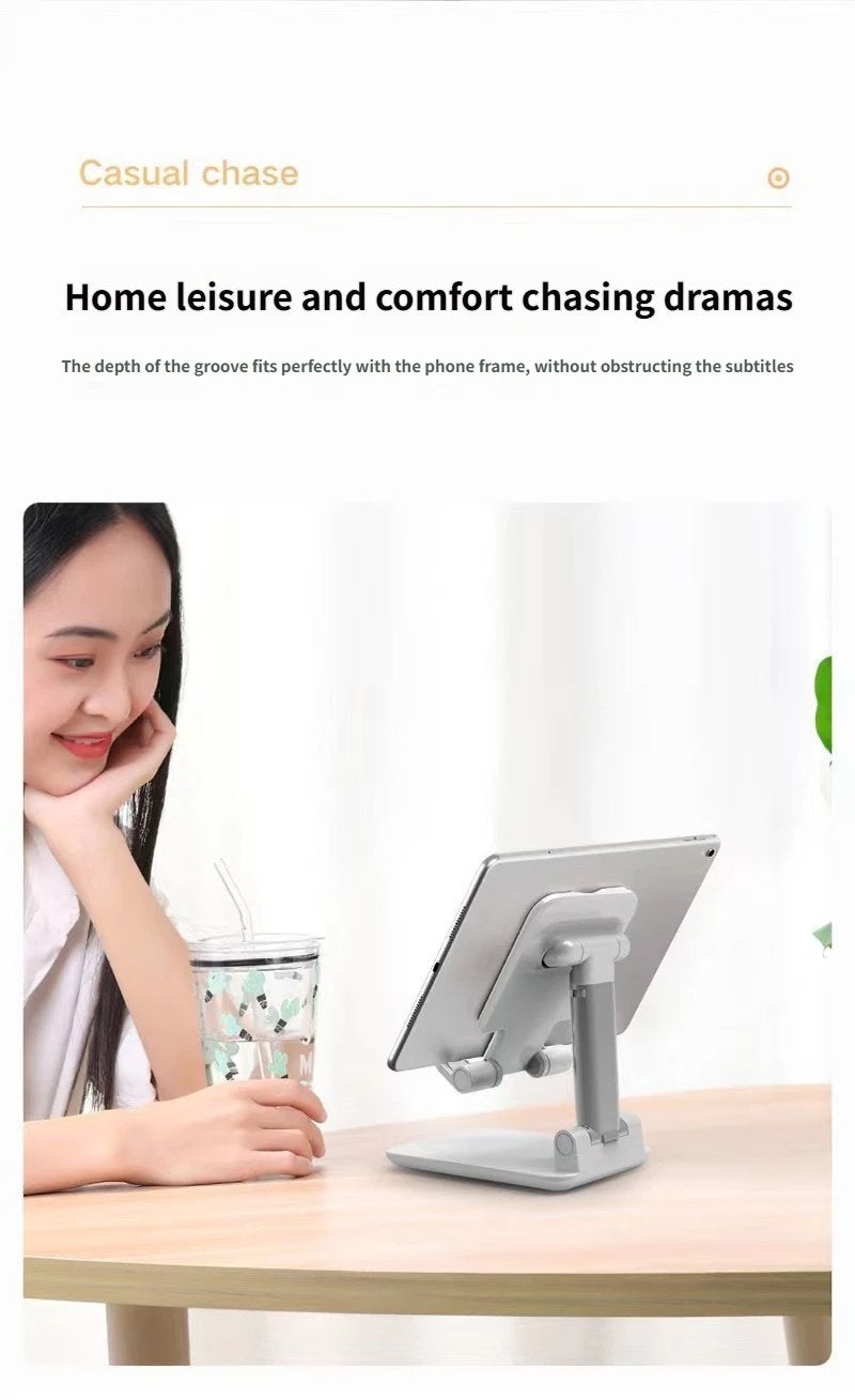 حامل هاتف قابل للتعديل للمكتب، حامل لوحي قابل للطي، حامل مزدوج للهاتف المحمول واللوحي لسطح المكتب (أسود) - Image 5