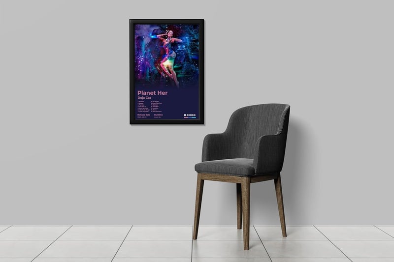 BLINKART BLINKART DOJA CATPlanet Her Popular Music Album Songs Hanging Wall ArtWork Photo Frames 13x10 inch Decoration For Home Bedroom Living Room Aesthetics Artworks Spotify Song Link QR Code  - Image 5