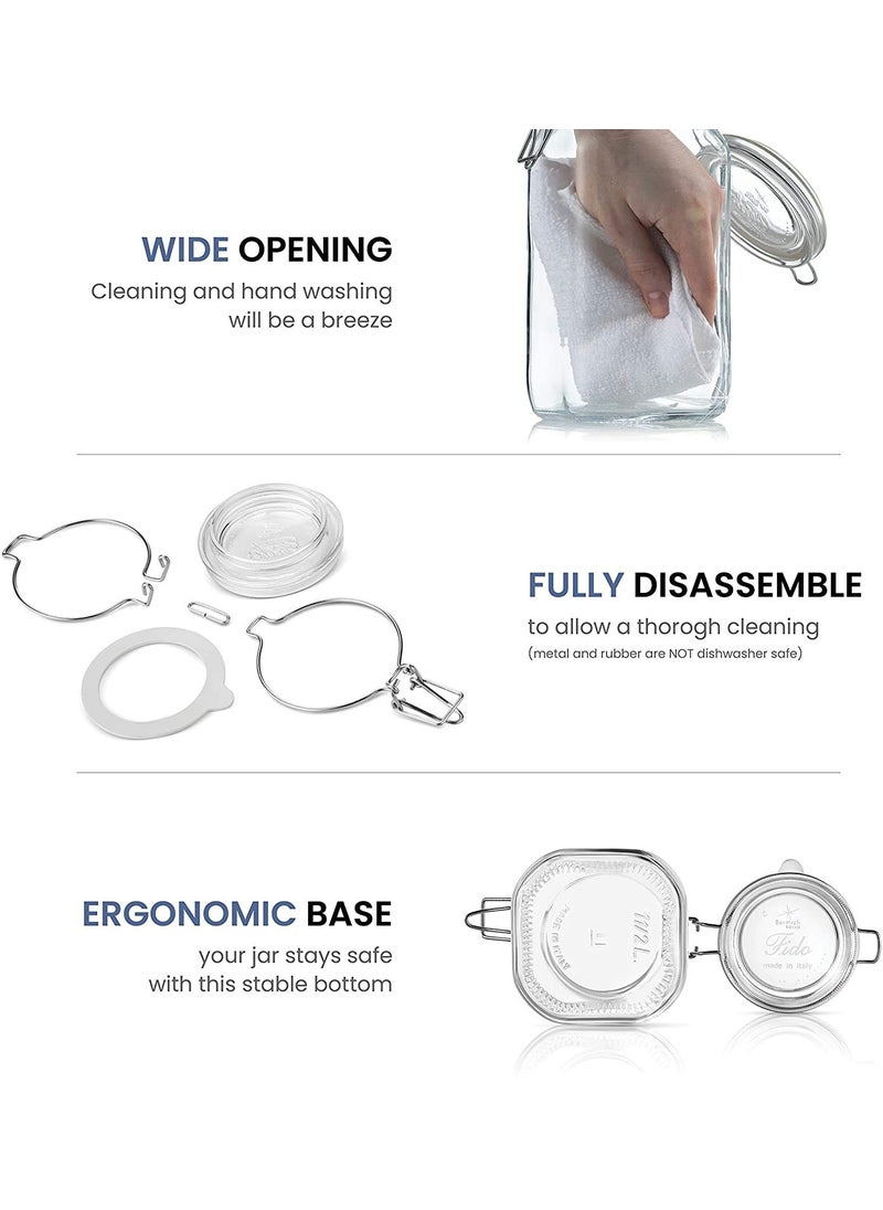 GRACIOUS MART GRACIOUS MART Airtight Silicon Clamp Lid for Storage Jars for Kitchen Use Container Canister Cereal Pickle Jars 1500 Ml Pack Of 4  - Image 3
