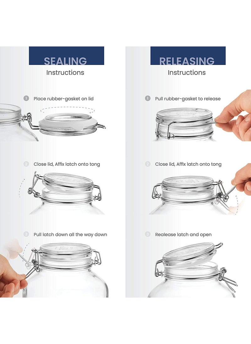 GRACIOUS MART GRACIOUS MART Airtight Silicon Clamp Lid for Storage Jars for Kitchen Use Container Canister Cereal Pickle Jars 1500 Ml Pack Of 4  - Image 4