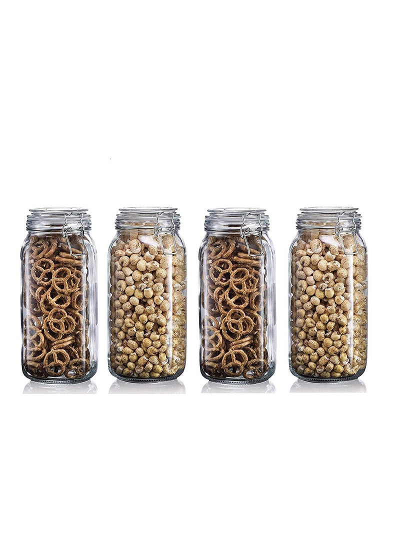 GRACIOUS MART GRACIOUS MART Airtight Silicon Clamp Lid for Storage Jars for Kitchen Use Container Canister Cereal Pickle Jars 1500 Ml Pack Of 4  - Image 1