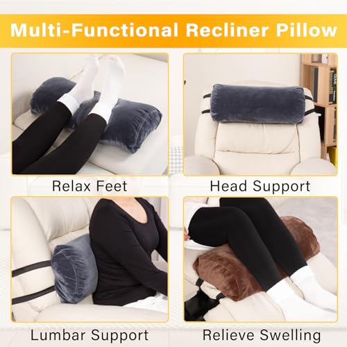 1 MIDDLE ONE Recliner Leg Rest Cushion with Strap, Memory Foam Under Knee Pillow for Back Sleeping and Foot Elevation, Half Moon Bolster Pillow for Chair, Head, Lumbar Support, 23x9x4in (Grey) - Image 5