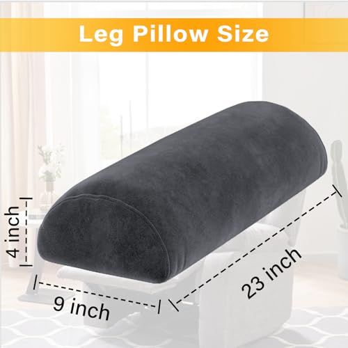 1 MIDDLE ONE Recliner Leg Rest Cushion with Strap, Memory Foam Under Knee Pillow for Back Sleeping and Foot Elevation, Half Moon Bolster Pillow for Chair, Head, Lumbar Support, 23x9x4in (Grey) - Image 4