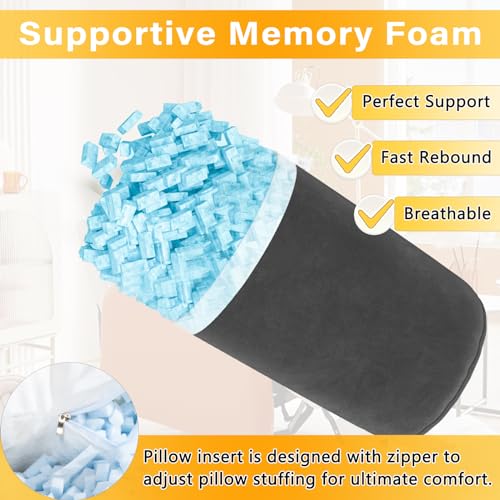 1 MIDDLE ONE Recliner Leg Rest Cushion with Strap, Memory Foam Under Knee Pillow for Back Sleeping and Foot Elevation, Half Moon Bolster Pillow for Chair, Head, Lumbar Support, 23x9x4in (Grey) - Image 2