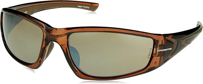 Crossfire 23117 RPG Safety Glasses with HD Brown Flash Mirror Lens and Crystal Brown Frame - Image 1
