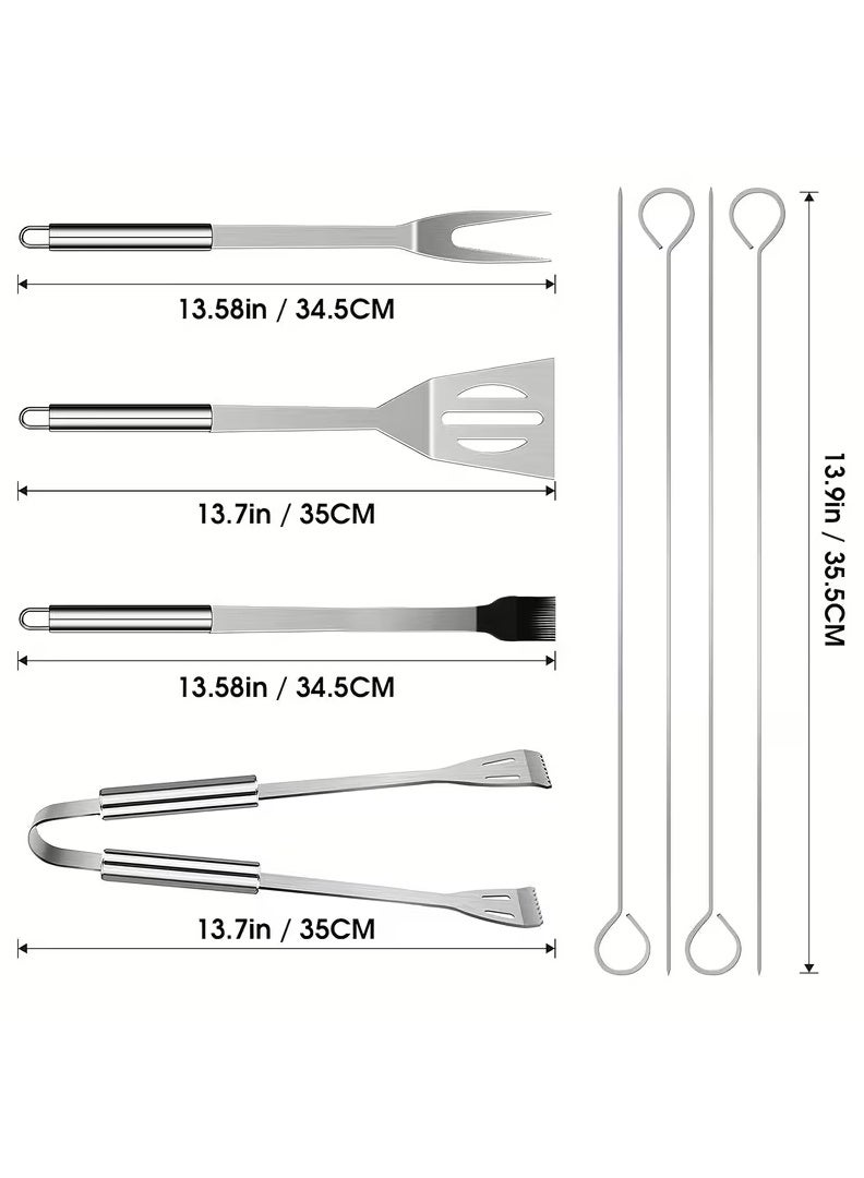 بلومنغ تايم مجموعة أدوات الشواء المصنوعة من الفولاذ المقاوم للصدأ مع سكين وفرشاة وشوكة وملعقة وملقط وحقيبة أكسفورد - Image 4