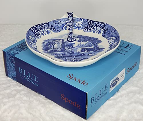Spode Blue Italian 8 Inch Handled Tray - Elegant Decorative Serving Dish for Snacks, Appetizers, Fruit - Porcelain Presentation for Entertaining Table Displays - Image 3