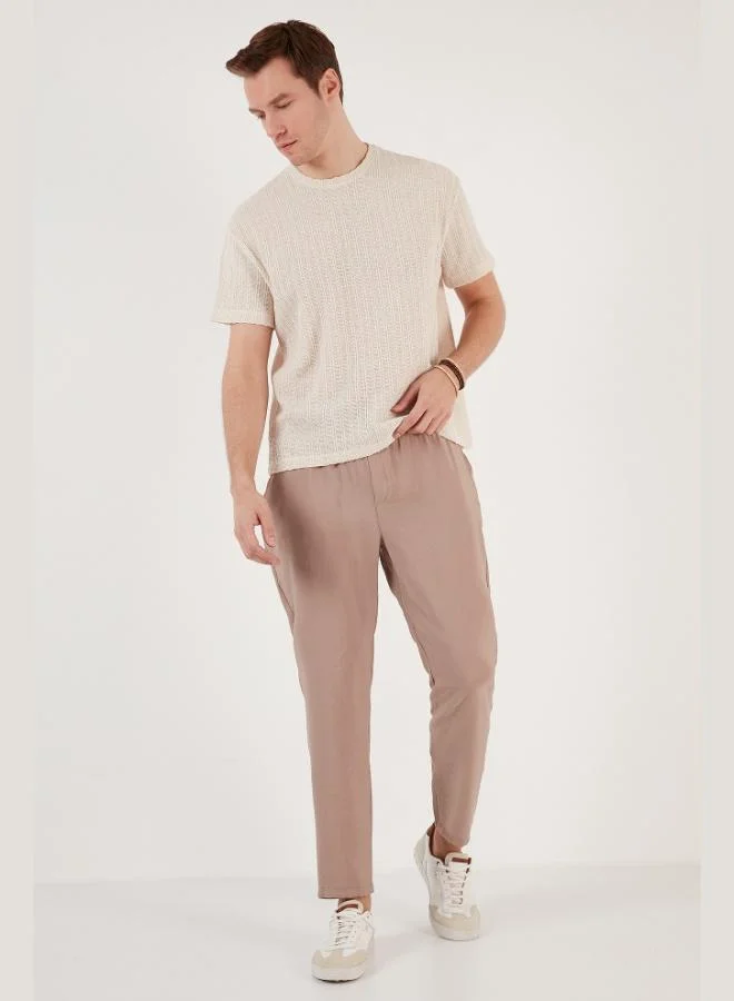 Buratti  Buratti Men's Regular Fit Summer Trousers with Elastic Waistband and Pockets CF24S617952 for Men | Best Price UAE