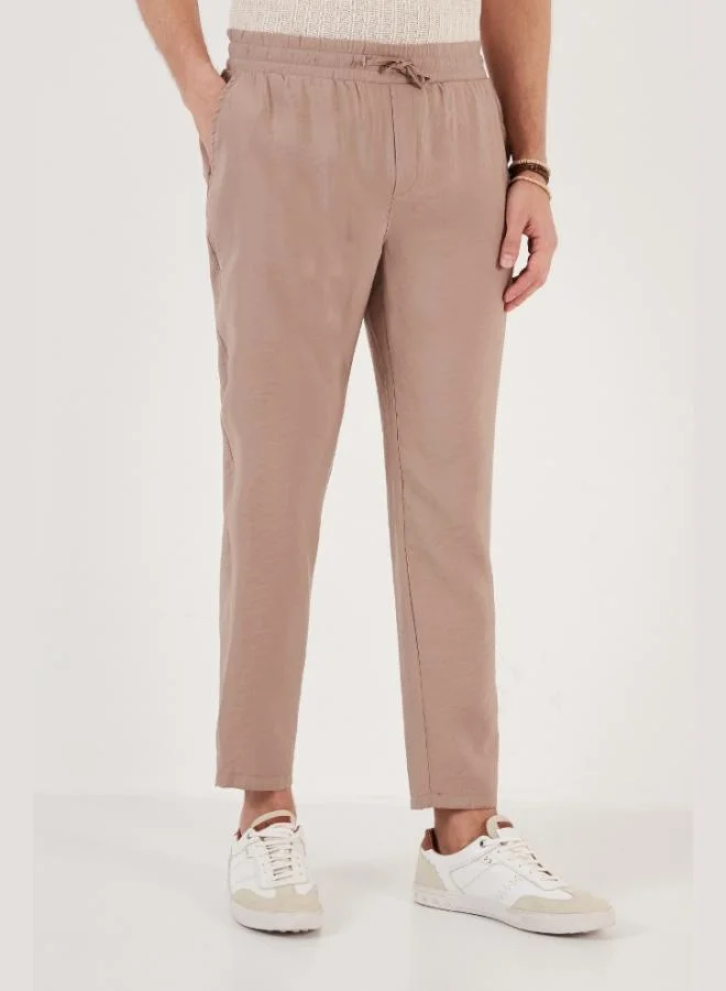 Buratti  Buratti Men's Regular Fit Summer Trousers with Elastic Waistband and Pockets CF24S617952 for Men | Best Price UAE