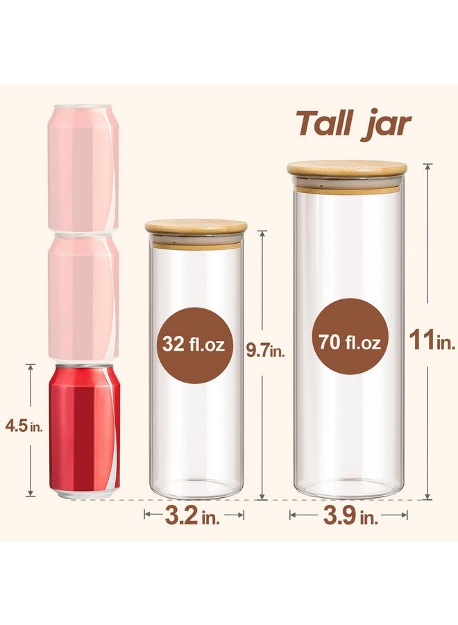 ComSaf Glass Food Storage Jars Set of 6, Tall Glass Storage Containers with Lids, Spaghetti Jar, Canisters Set for the kitchen, Pasta, Flour, Nuts, Oat, Coffee and Sugar Container, Pantry Organization - Image 2