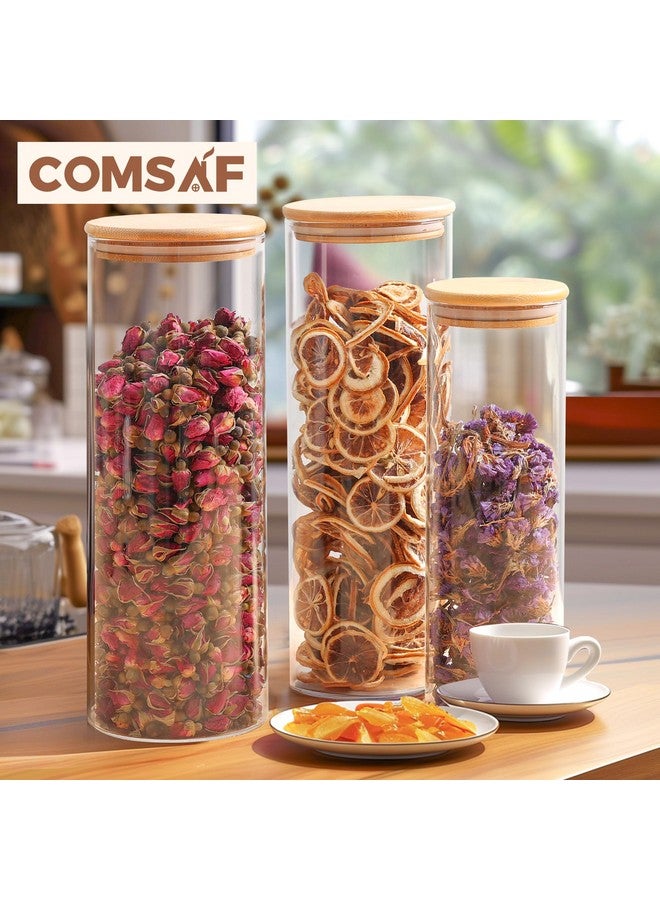 ComSaf Glass Food Storage Jars Set of 6, Tall Glass Storage Containers with Lids, Spaghetti Jar, Canisters Set for the kitchen, Pasta, Flour, Nuts, Oat, Coffee and Sugar Container, Pantry Organization - Image 3