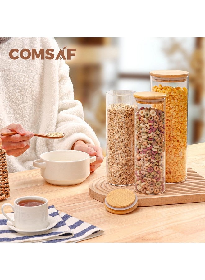 ComSaf Glass Food Storage Jars Set of 6, Tall Glass Storage Containers with Lids, Spaghetti Jar, Canisters Set for the kitchen, Pasta, Flour, Nuts, Oat, Coffee and Sugar Container, Pantry Organization - Image 5