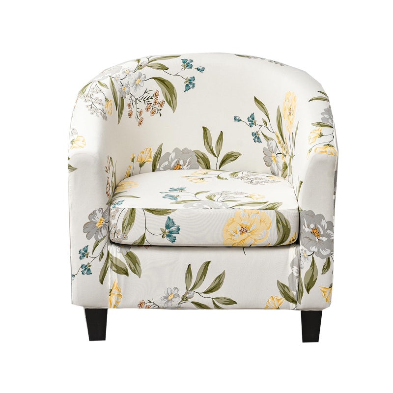 CRFATOP 2 Piece Club Chair Slipcover Stretch Barrel Chair Covers Printed Tub Chair Slipcovers Soft Armchair Sofa Cover Removable Couch Furniture Protector Arm Chair Cover for Living RoomD25