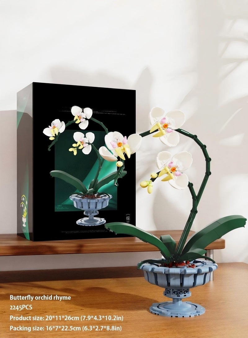لوبيتيز 2245pcs Phalaenopsis زهرة لبنة مجموعة ، لبنة البناء ، لعبة البناء ، باقة بوعاء لغز لعبة الجمعية ، ومناسبة لجميع الأعمار من المستهلكين ، ألعاب تعليمية للأطفال ، وخاصة بالنسبة للفتيات كهدايا عيد ميلاد ، ويمكن استخدامها بوصفها زخرفة الأثاث والديكور - Image 5