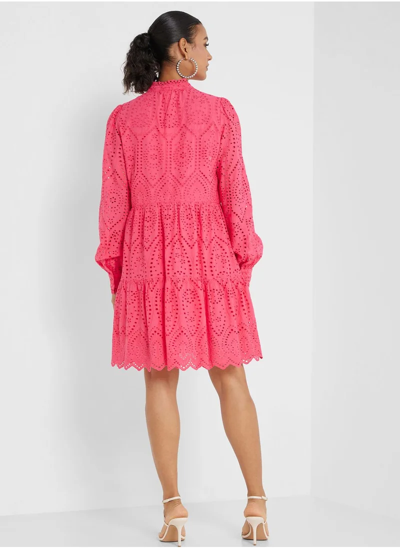 YAS V-Neck Puff Sleeve Dress