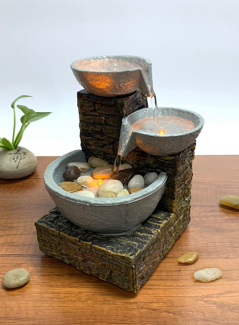 Nature's Mark 6" H Cascading Bowl and Brick LED Fountain (Adapter Included Free) - Image 2