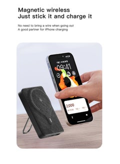 Brave 10,000mAh Magnetic Mini Wireless Power Bank With Stand, 20W Wireless Pocket Portable Charger With Built-in Strong Magnet Compatible With iPhone 15 Pro Max & Other iPhone Devices - Black  - Image 2