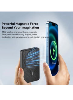 Brave 10,000mAh Magnetic Mini Wireless Power Bank With Stand, 20W Wireless Pocket Portable Charger With Built-in Strong Magnet Compatible With iPhone 15 Pro Max & Other iPhone Devices - Black  - Image 3