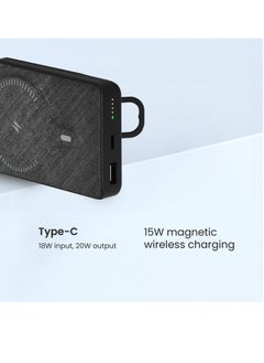 Brave 10,000mAh Magnetic Mini Wireless Power Bank With Stand, 20W Wireless Pocket Portable Charger With Built-in Strong Magnet Compatible With iPhone 15 Pro Max & Other iPhone Devices - Black  - Image 4