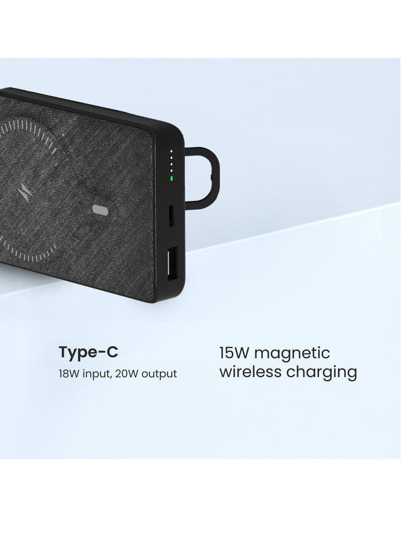 Brave 10,000mAh Magnetic Mini Wireless Power Bank With Stand, 20W Wireless Pocket Portable Charger With Built-in Strong Magnet Compatible With iPhone 15 Pro Max & Other iPhone Devices - Black  - Image 4