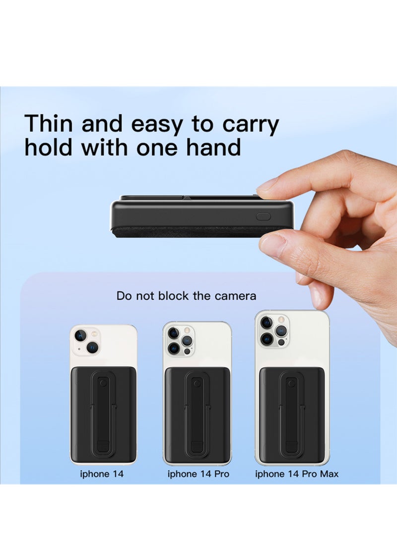 Brave 10,000mAh Magnetic Mini Wireless Power Bank With Stand, 20W Wireless Pocket Portable Charger With Built-in Strong Magnet Compatible With iPhone 15 Pro Max & Other iPhone Devices - Black  - Image 5