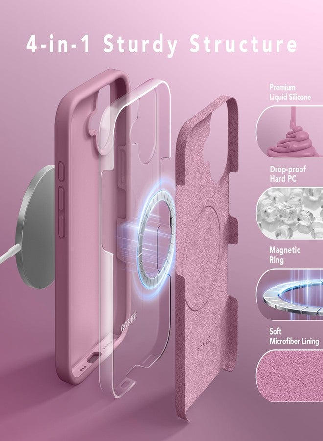 GONEZ Magnetic for iPhone 16 Case, Compatible with MagSafe, [Screen Protector + Camera Lens Protector], Liquid Silicone Shockproof Protective Phone Case for iPhone 16 6.1", Blackcurrant - Image 5