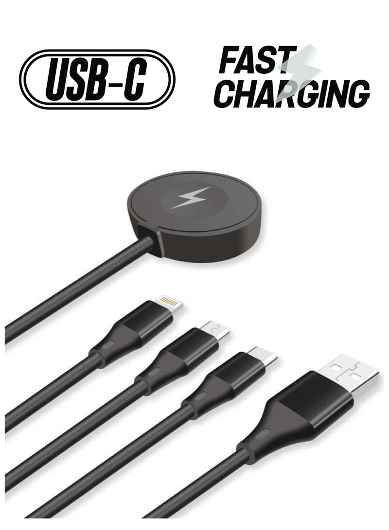 جو-ديز جهاز شحن ذكي متعدد الأغراض 4 في 1 لاسلكي من Go-Des GD-UC561 وكابل شحن سريع متعدد USB - Image 1