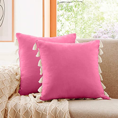 CottonFry Boho Decorative Throw Pillow/Cushion Covers with Tassels for Couch Bed Sofa Soft Velvet Cushion Covers - Image 5