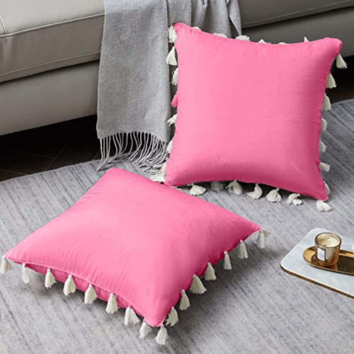 CottonFry Boho Decorative Throw Pillow/Cushion Covers with Tassels for Couch Bed Sofa Soft Velvet Cushion Covers - Image 2