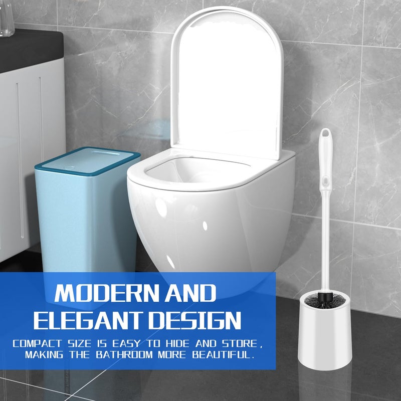 AONEZ Toilet Brush and Holder Set, 2 Pack Long Handle Non-Slip Grip Toilet Bowl Brushâ€‹, Hard Toilet Brush, Deep Cleaning for Bathroom, Easy to Assemble White - Image 3