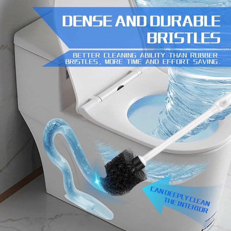 AONEZ Toilet Brush and Holder Set, 2 Pack Long Handle Non-Slip Grip Toilet Bowl Brushâ€‹, Hard Toilet Brush, Deep Cleaning for Bathroom, Easy to Assemble White - Image 5