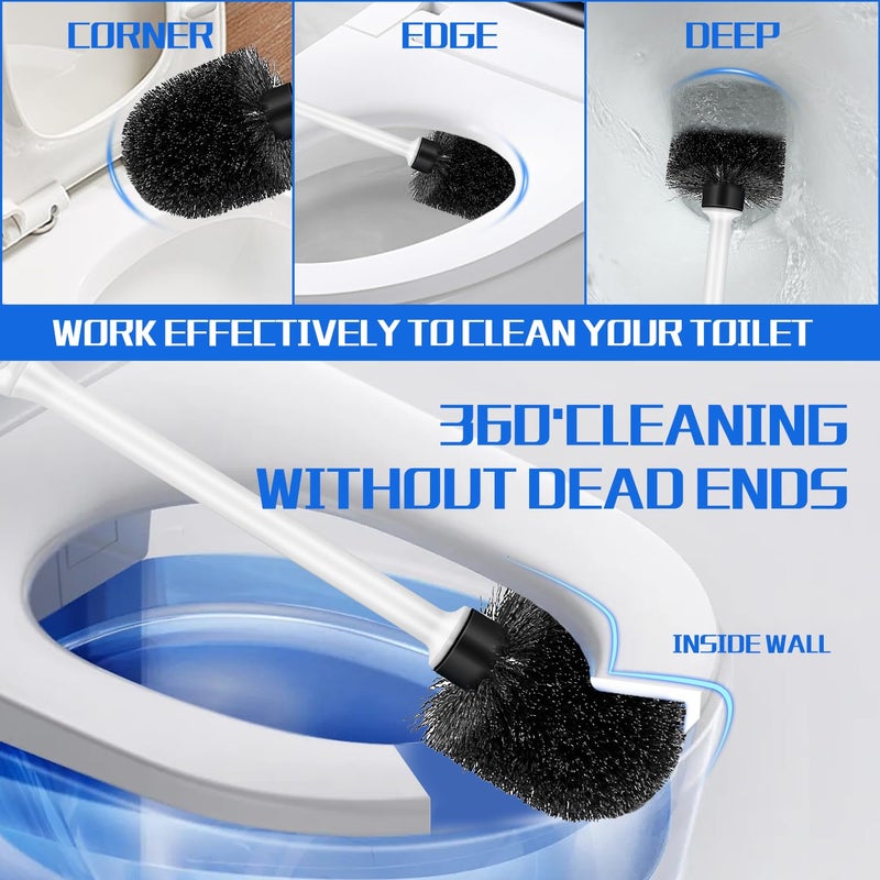 AONEZ Toilet Brush and Holder Set, 2 Pack Long Handle Non-Slip Grip Toilet Bowl Brushâ€‹, Hard Toilet Brush, Deep Cleaning for Bathroom, Easy to Assemble White - Image 2