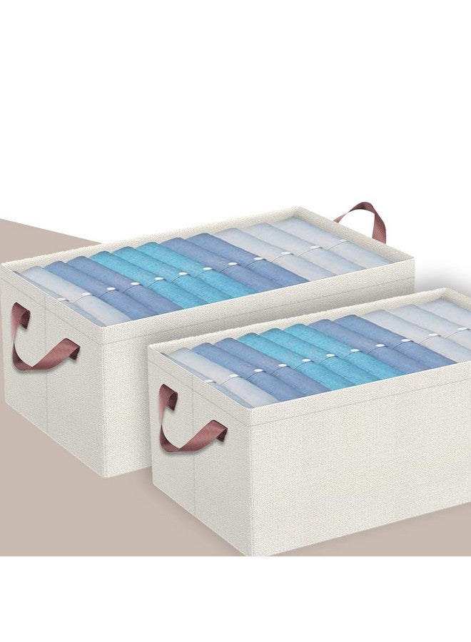 PRIME PICK PRIME PICK XL Oxford Cloth Organizer Durable Foldable Storage Box with Metal Frame & Handles Begie Breathable & Washable for Jeans T-shirts Socks Sweaters Pants Versatile Home Storage Solution Pack 2  - Image 1