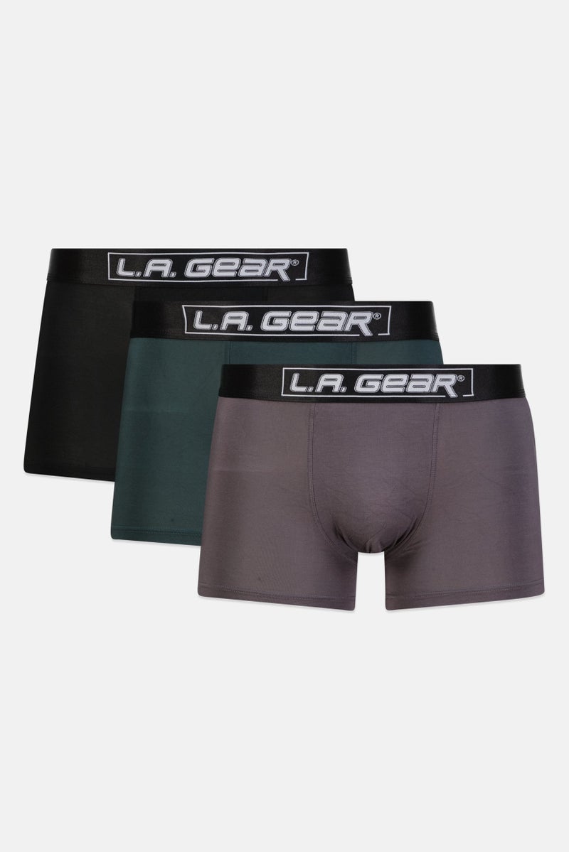LA Gear Men 3 Pcs Brand Logo Boxer Briefs, Black  - Image 1