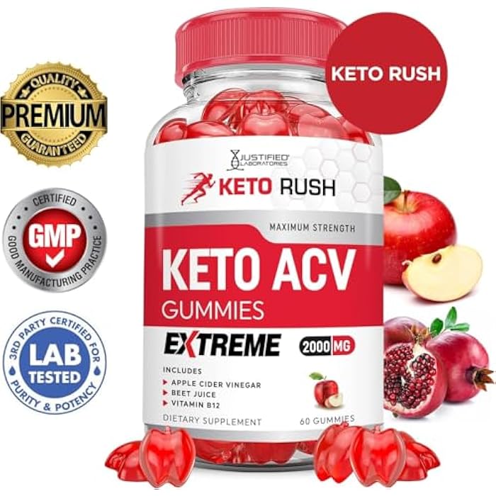 Justified Laboratories (2 Pack Keto Rush Keto ACV Gummies Extreme 2000MG Keto Rush Keto Gummies Apple Cider Vinegar Formulated with Pomegranate Beet Juice Powder B12 Vegan Non GMO 120 Gummys - Image 4