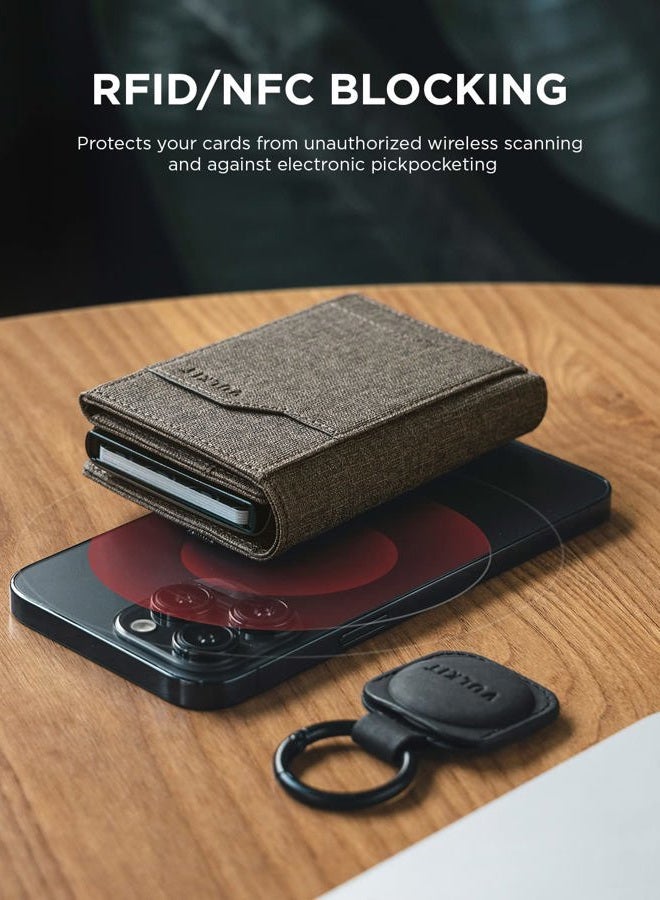 VULKIT Pop up Card Wallet with AirTag Holder RFID Blocking Credit Card Holder with Banknote Compartment & ID Window for Men (Green) - Image 4