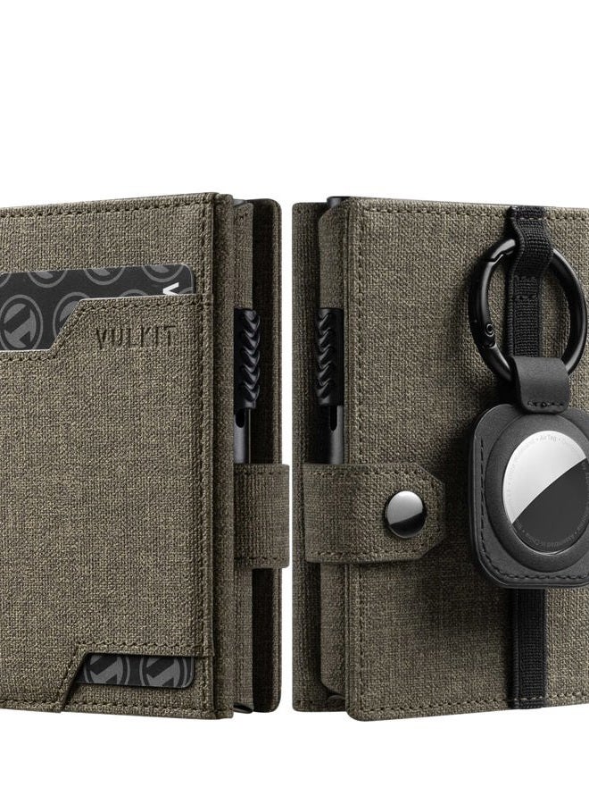 VULKIT Pop up Card Wallet with AirTag Holder RFID Blocking Credit Card Holder with Banknote Compartment & ID Window for Men (Green) - Image 1