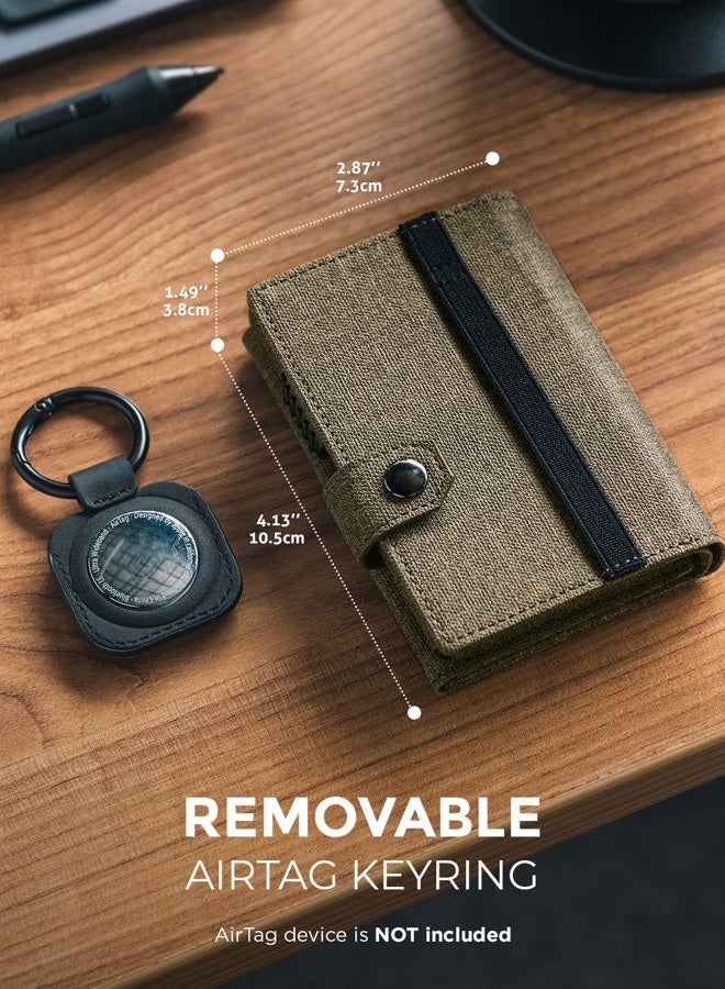 VULKIT Pop up Card Wallet with AirTag Holder RFID Blocking Credit Card Holder with Banknote Compartment & ID Window for Men (Green) - Image 5