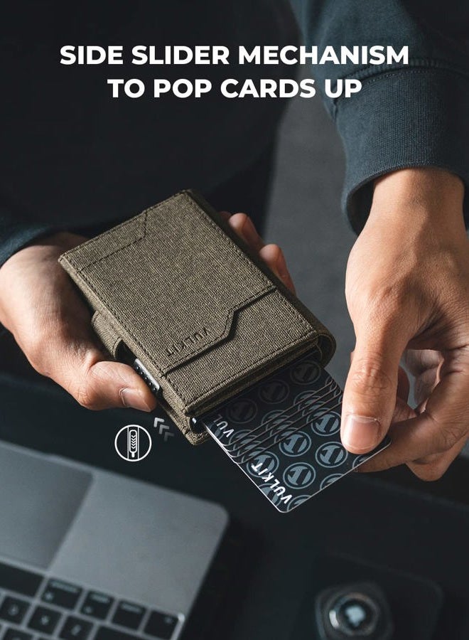VULKIT Pop up Card Wallet with AirTag Holder RFID Blocking Credit Card Holder with Banknote Compartment & ID Window for Men (Green) - Image 2