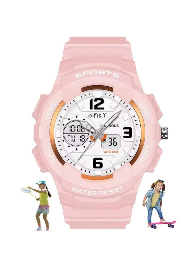 SPIKY Analog Digital Sports Watch for Kids | Multifunctional, Dual Time & Luminous Display | Water-Resistant & Silicone Strap | Best Birthday Gift Wrist Watches for Girls & Boys | Age 3-10 yrs - Image 1