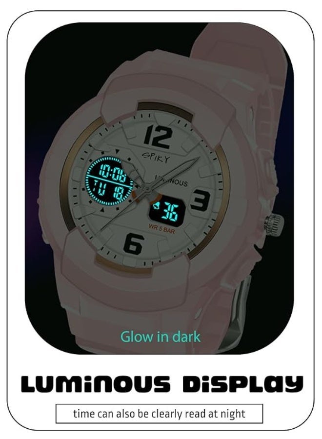 SPIKY Analog Digital Sports Watch for Kids | Multifunctional, Dual Time & Luminous Display | Water-Resistant & Silicone Strap | Best Birthday Gift Wrist Watches for Girls & Boys | Age 3-10 yrs - Image 2