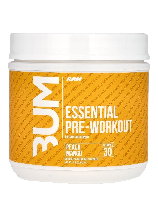 Raw Nutrition Raw Nutrition, Bum, Essential Pre-Workout, Peach Mango, 14.9 oz (423 g)  - Image 1