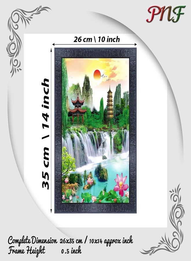 pnf Poster And Frames Vastu Waterfall Landscape Scenery Wooden Photo Frame With Acrylic Sheet | Living Room, Bedroom | Home Decoration | Best Gifting Option (10x14inch Multicolour,Synthetic) 28141 - Image 2