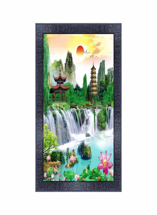 pnf Poster And Frames Vastu Waterfall Landscape Scenery Wooden Photo Frame With Acrylic Sheet | Living Room, Bedroom | Home Decoration | Best Gifting Option (10x14inch Multicolour,Synthetic) 28141 - Image 1